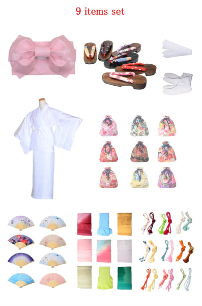 Obi belt and geta sandals set : Pre-tied / Light pink #114 (TI)