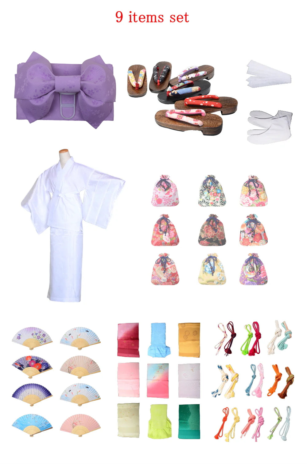 Obi belt and geta sandals set : Pre-tied / Light purple #111 (TI)