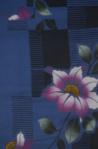 Archive Yukata – Traditional Pattern (Women / One of a Kind) W-AT #13 (Royal Blue Camellia Yukata)