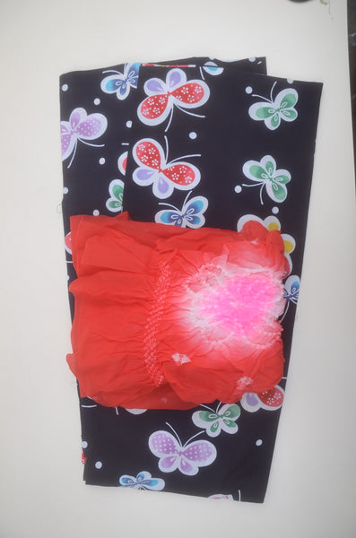 Girls yukata and obi belt set / Warehouse sale WF #1-747 (9-10)