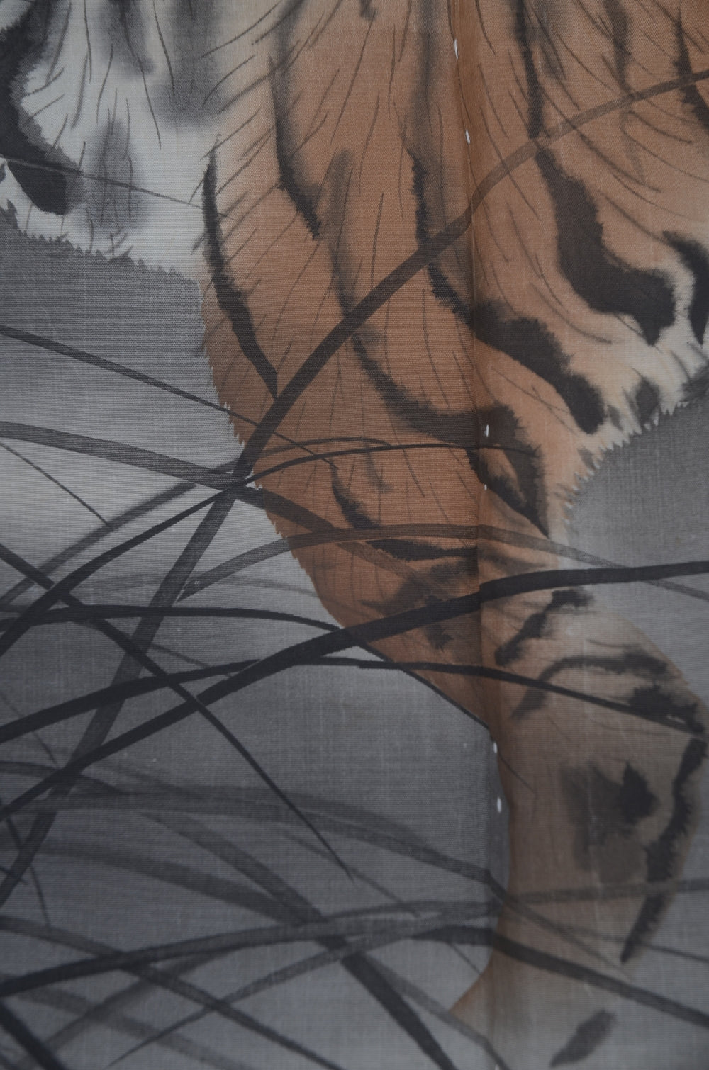 Men Jacket / M-Ha #1-716(Formal Black Montsuki Haori with Fierce Tiger Motif)