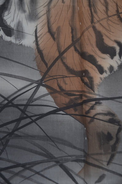 Men Jacket / M-Ha #1-716(Formal Black Montsuki Haori with Fierce Tiger Motif)