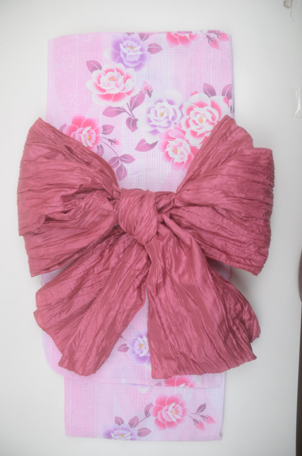 Girls yukata and obi belt set / GY #82 (9-10)