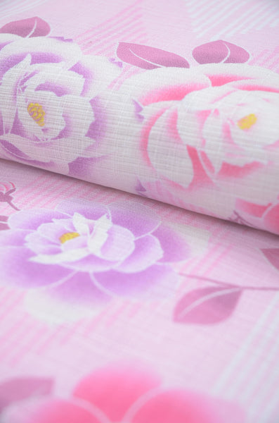 Girls yukata and obi belt set / GY #82 (9-10)