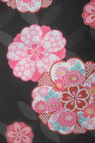 Girls yukata and obi belt set / GY #83 (9-10)