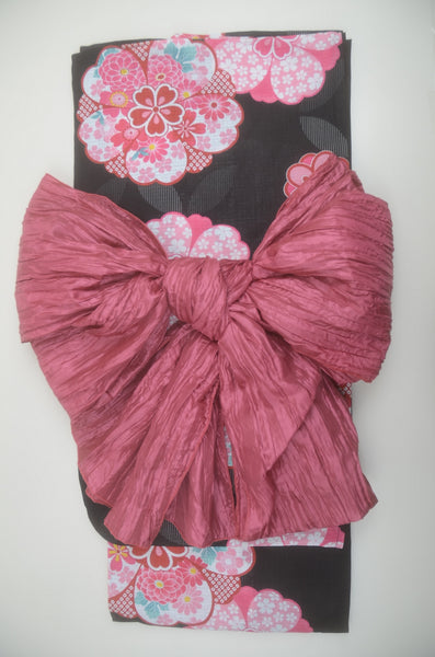Girls yukata and obi belt set / GY #83 (9-10)