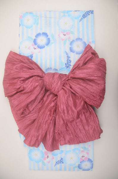 Girls yukata and obi belt set / GY #84 (9-10)