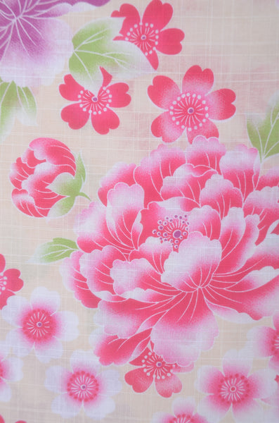 Girls yukata and obi belt set / GY #56 (7-8)