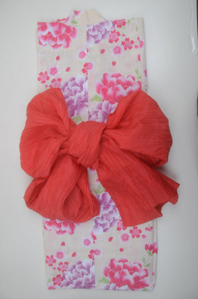 Girls yukata and obi belt set / GY #56 (5-6)