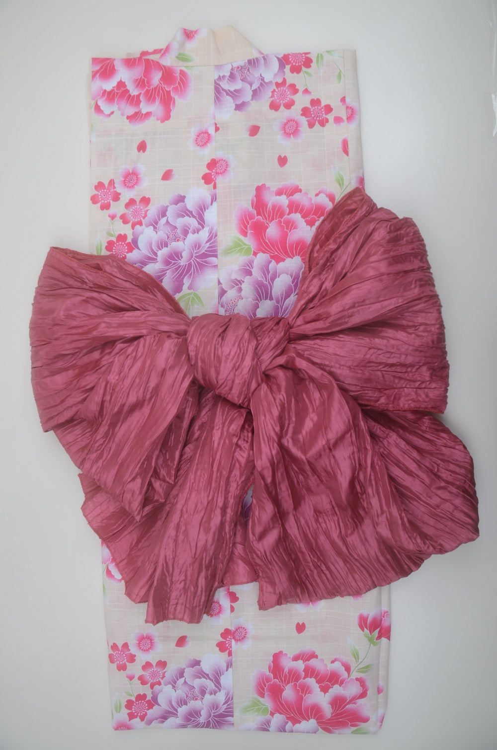Girls yukata and obi belt set / GY #56 (7-8)