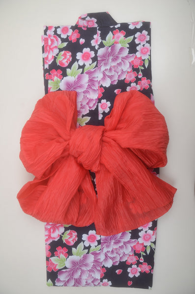 Girls yukata and obi belt set / GY #57 (5-6)