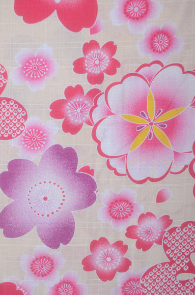 Girls yukata and obi belt set / GY #59 (7-8)