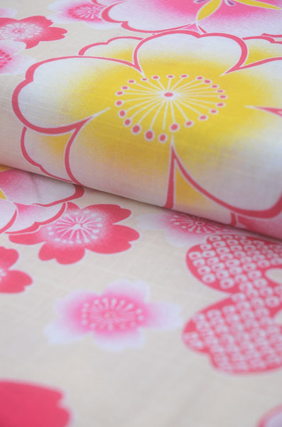 Girls yukata and obi belt set / GY #59 (7-8)