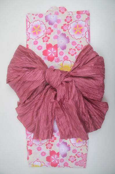 Girls yukata and obi belt set / GY #59 (7-8)