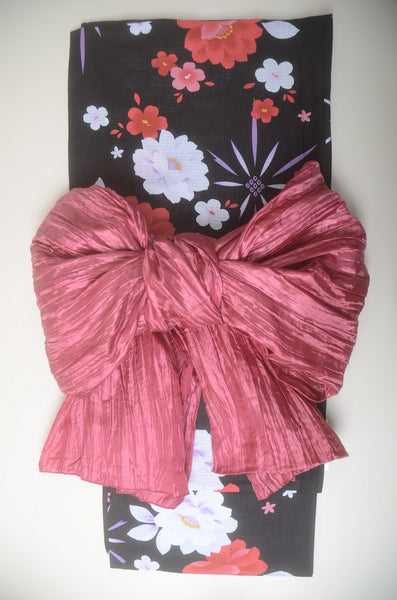 Girls yukata and obi belt set / GY #72 (9-10)