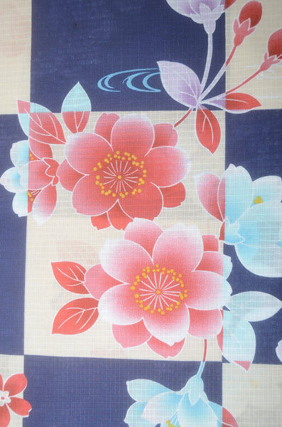 Girls yukata and obi belt set / GY #73 (9-10)