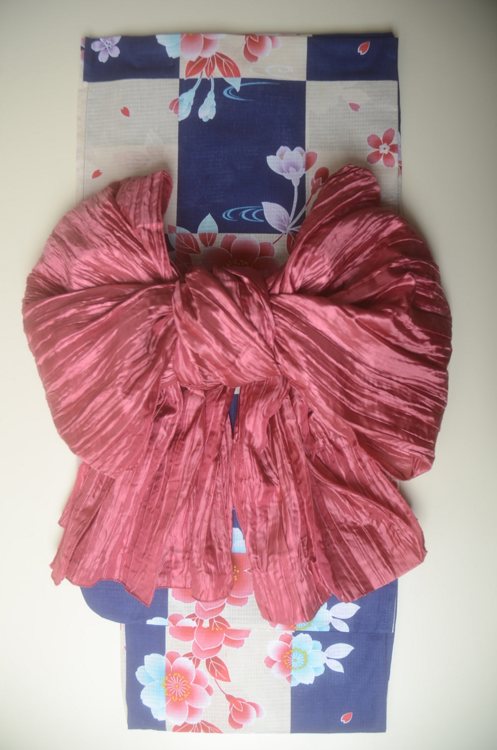 Girls yukata and obi belt set / GY #73 (9-10)