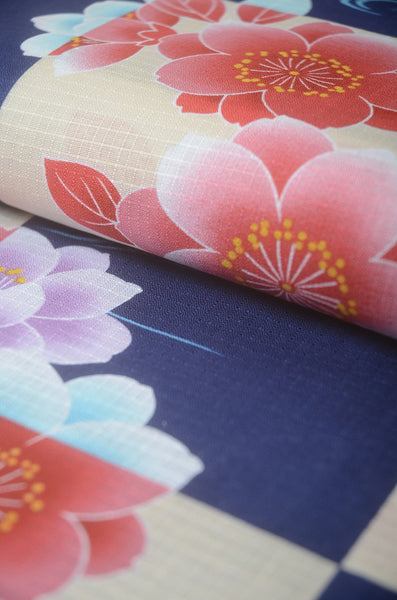 Girls yukata and obi belt set / GY #73 (9-10)