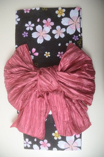 Girls yukata and obi belt set / GY #75 (9-10)