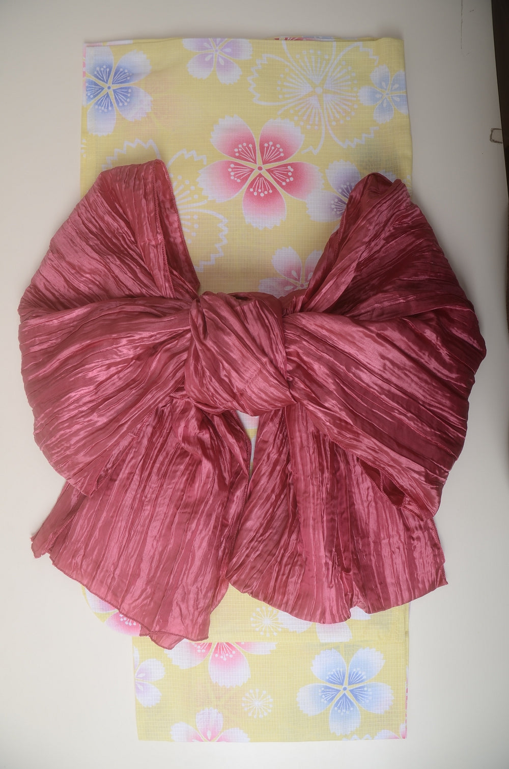 Girls yukata and obi belt set / GY #80 (9-10)