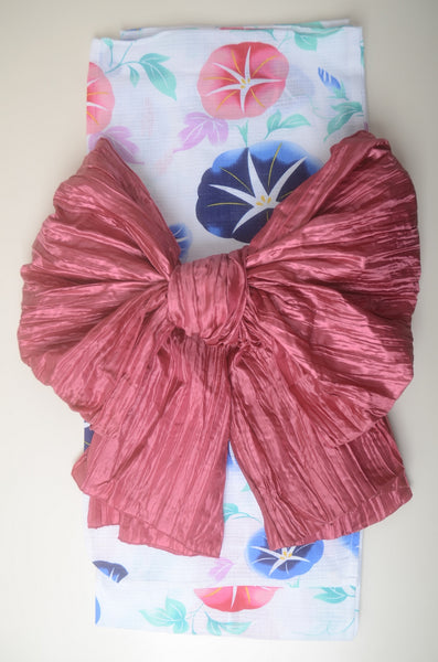 Girls yukata and obi belt set / GY #62 (9-10)