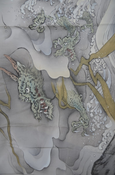Men Undergarment / MU #1-050 Dragon Rising Through Clouds – Vintage Silk Juban for Men