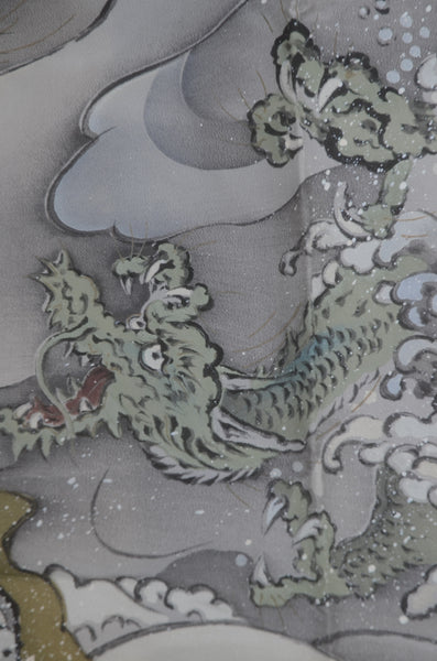 Men Undergarment / MU #1-050 Dragon Rising Through Clouds – Vintage Silk Juban for Men
