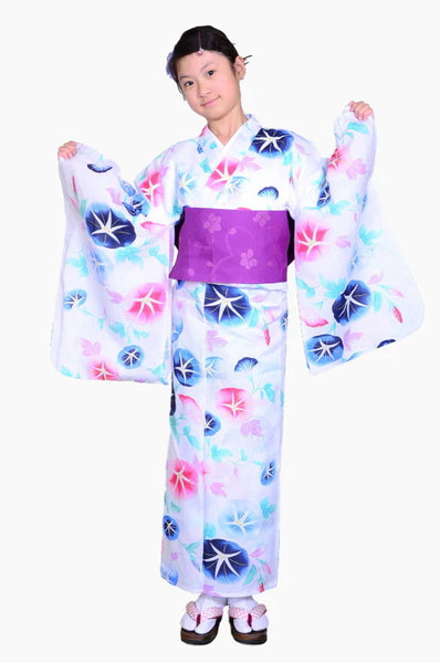 Girls yukata and obi belt set / GY #62 (9-10)