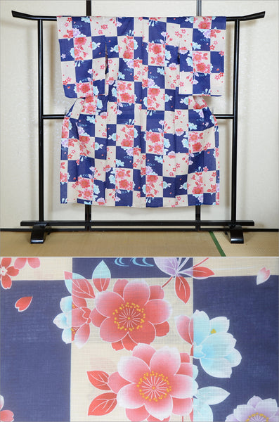 Girls yukata and obi belt set / GY #73 (11-12)