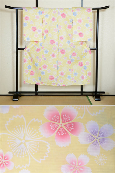 Girls yukata and obi belt set / GY #80 (11-12)