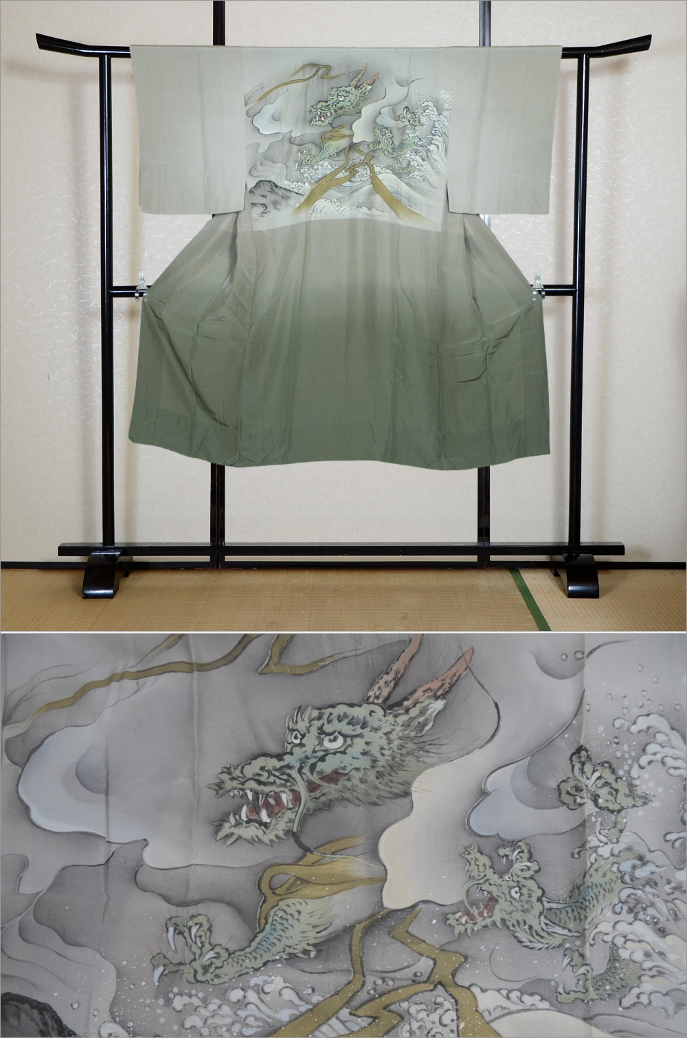 Men Undergarment / MU #1-050 Dragon Rising Through Clouds – Vintage Silk Juban for Men