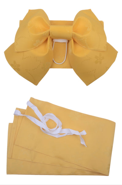 Obi belt and geta sandals set : Pre-tied / Yellow #107 (EM)