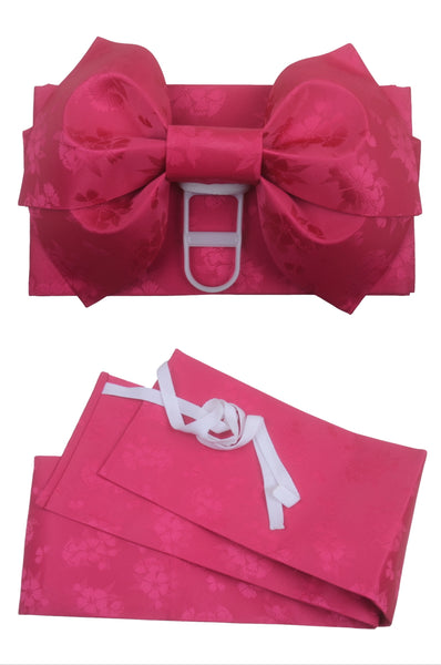 Obi belt and geta sandals set : Pre-tied / Cherry #113 (TI)