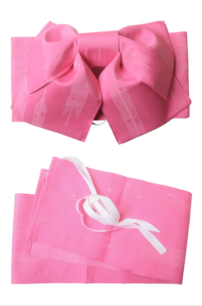 Obi belt and geta sandals set : Pre-tied / Pink sakura #13