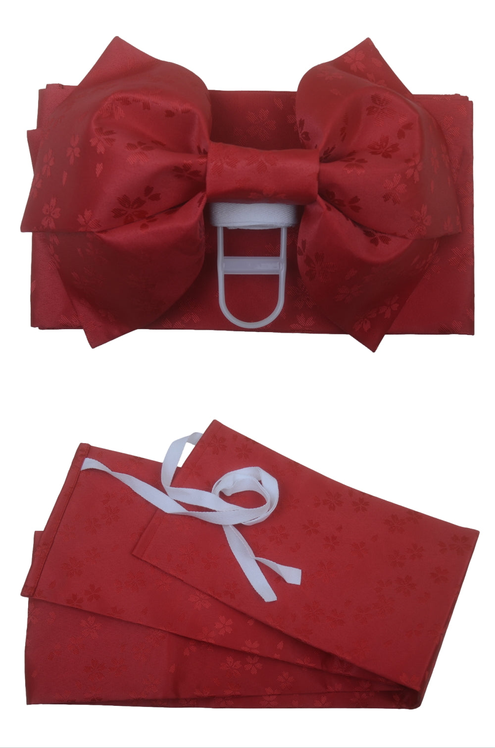 Obi belt and geta sandals set : Pre-tied / Red #110 (TI)