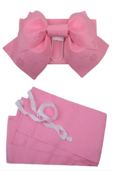 Obi belt and geta sandals set : Pre-tied / Medium pink #103 (EM)