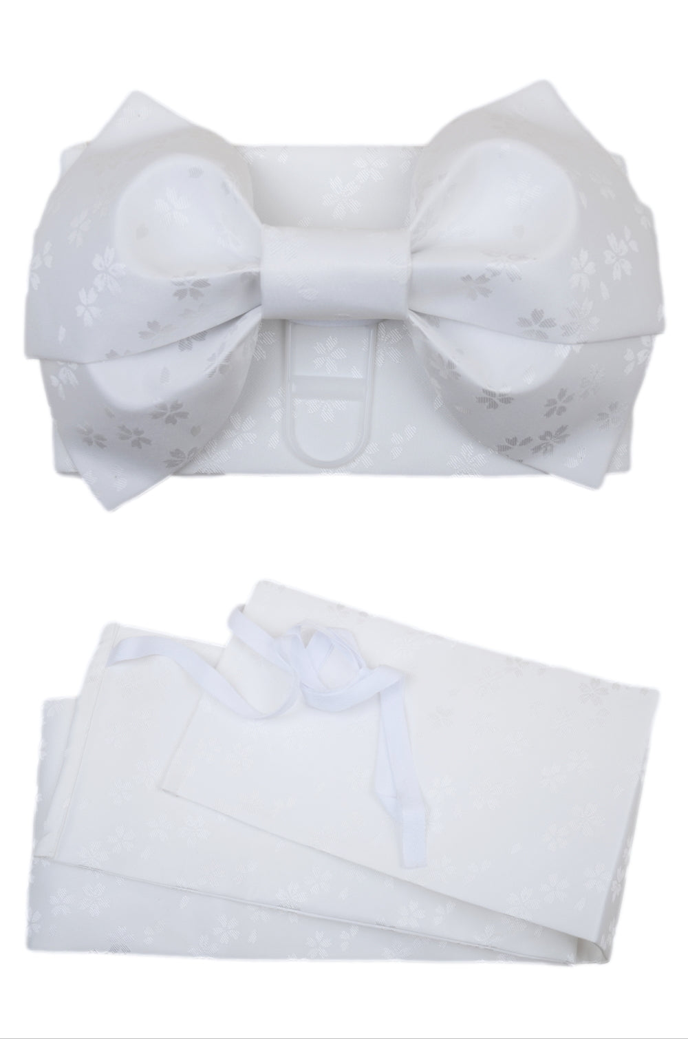 Obi belt and geta sandals set : Pre-tied / White #112 (TI)