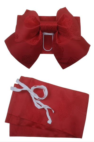 Pre-tied obi belt / Red #102 (EM)