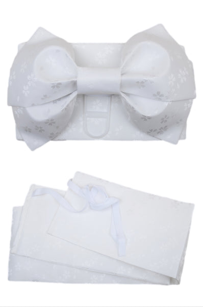 Pre-tied obi belt / White #112 (TI)