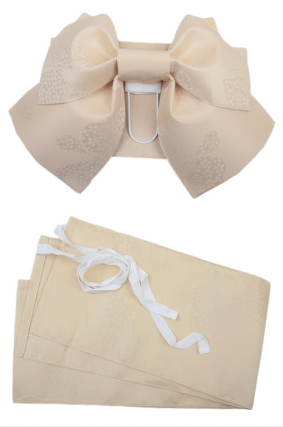 Obi belt and geta sandals set : Pre-tied / Cream #108 (EM)