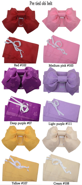 Girls yukata and obi belt set / GY #78 (13-14)