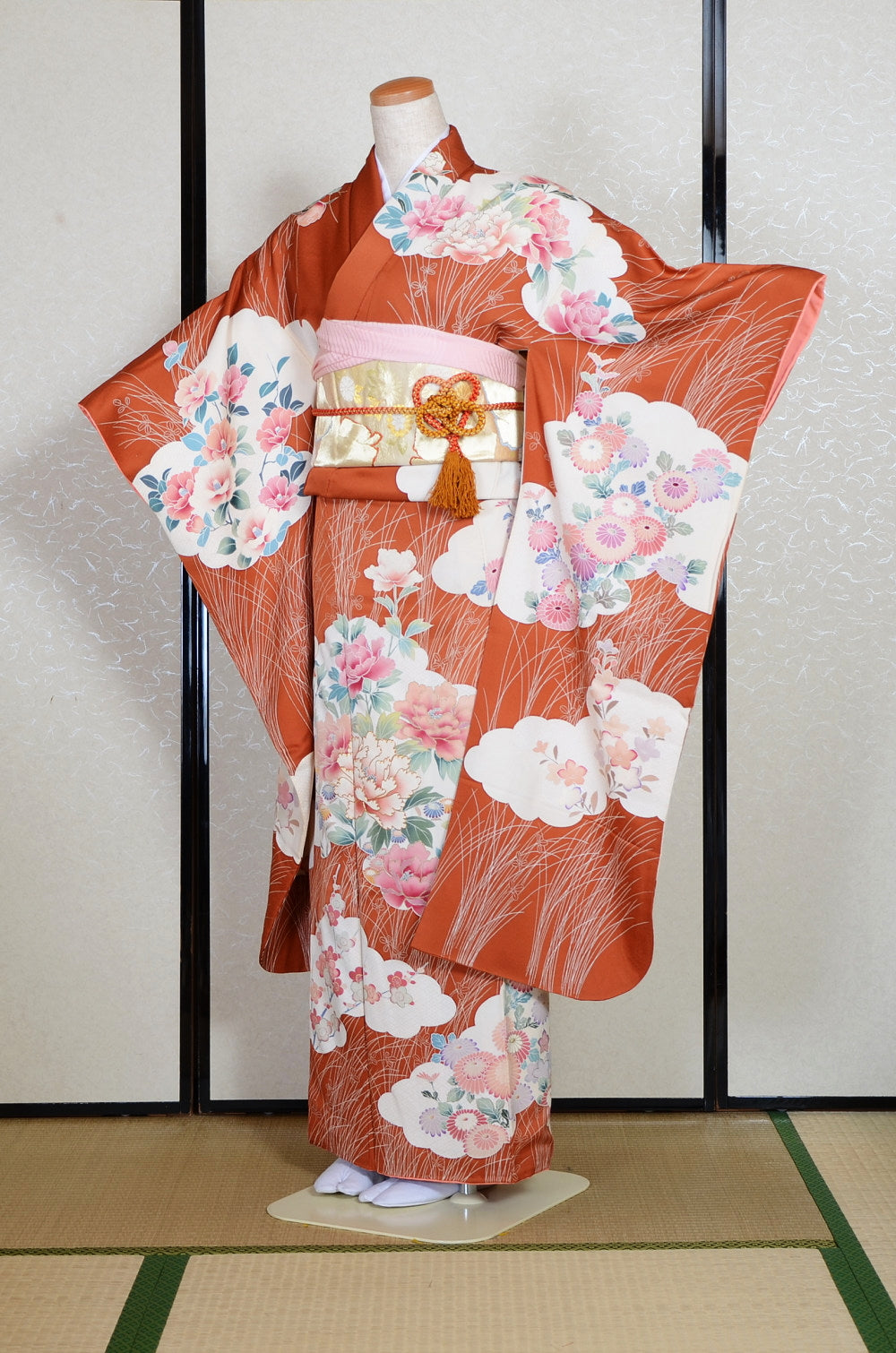 Long-sleeved kimono 6 items set / Furisode / FK#1-918