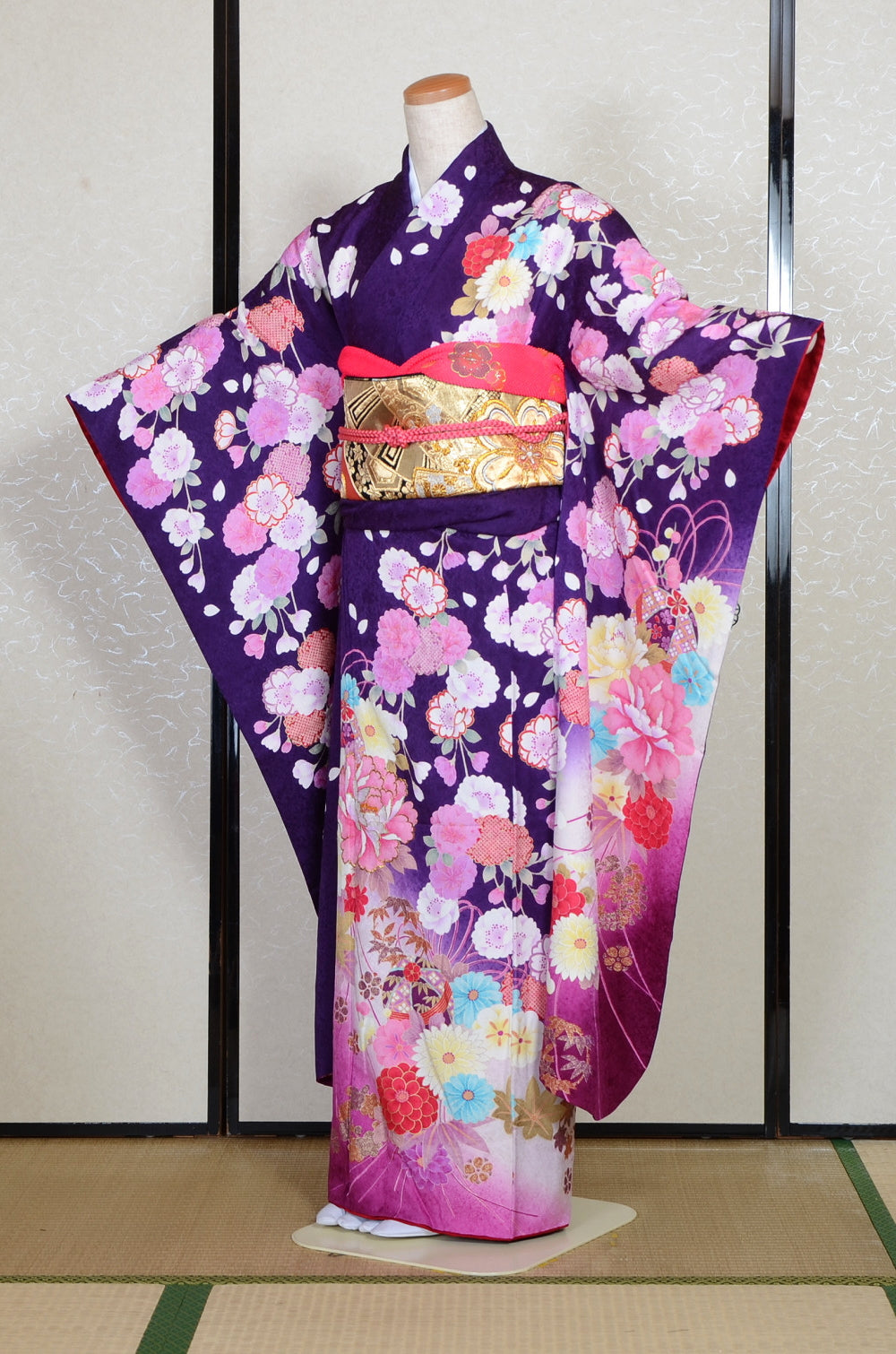 Long-sleeved kimono 6 items set / Furisode / FK#2-173