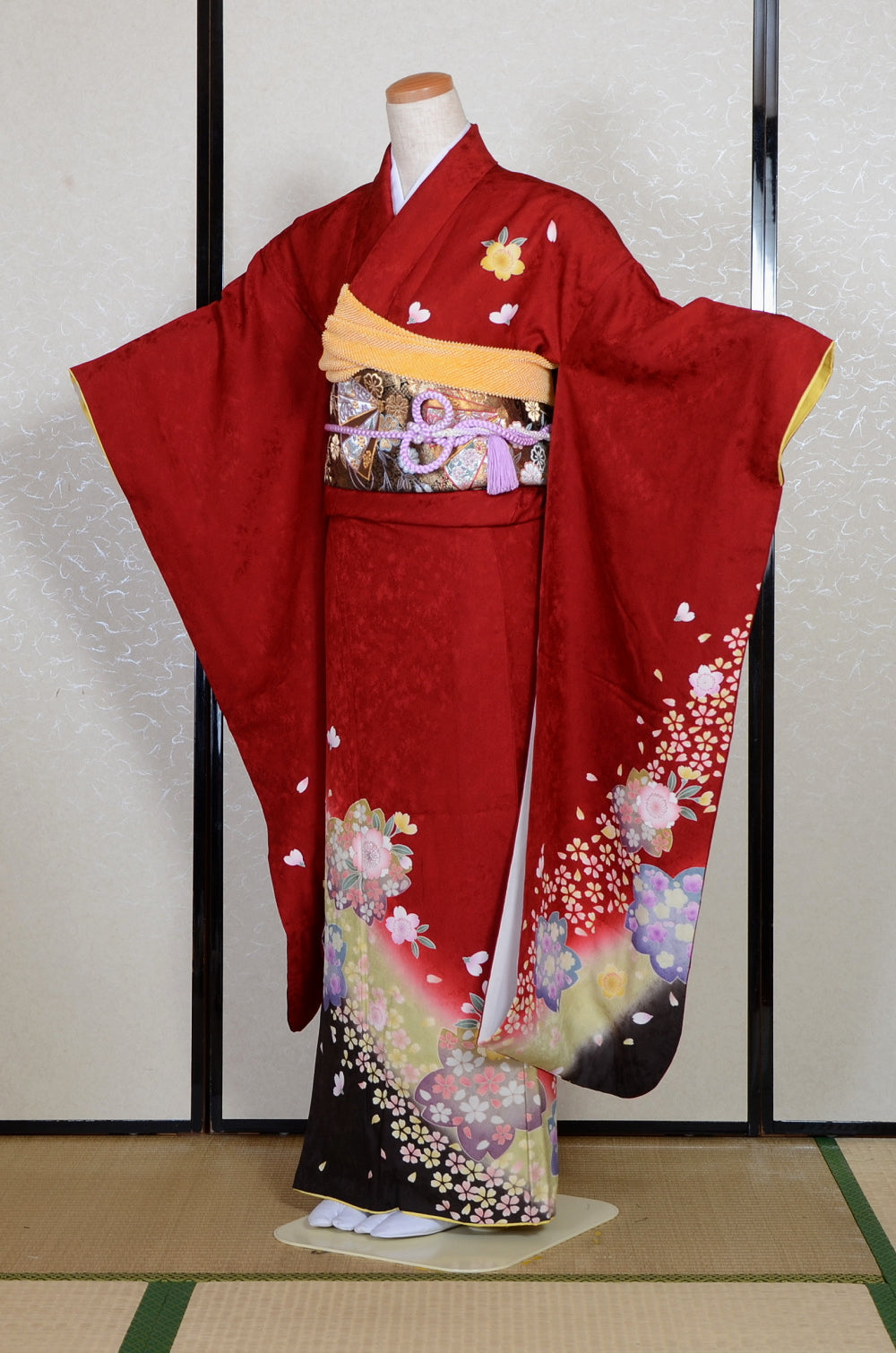 Long-sleeved kimono 6 items set / Furisode / FK#2-171