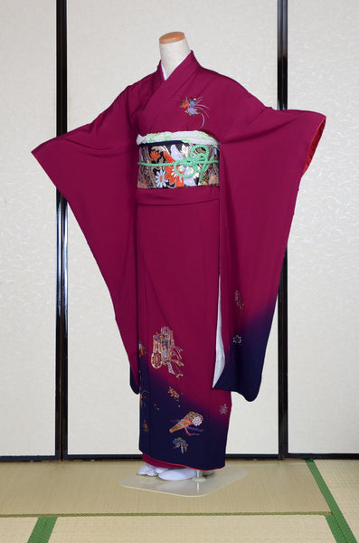 Long-sleeved kimono 6 items set / Furisode / FK#1-972