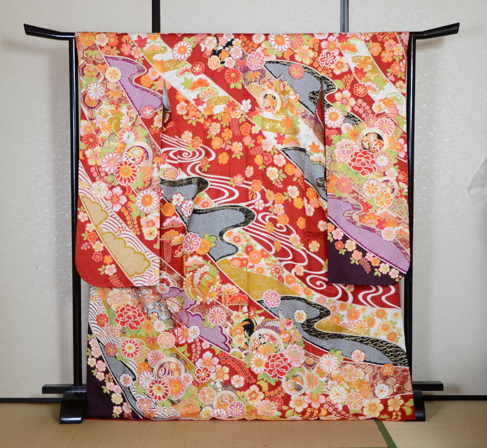 Long-sleeved kimono 6 items set / Furisode / FK#1-928