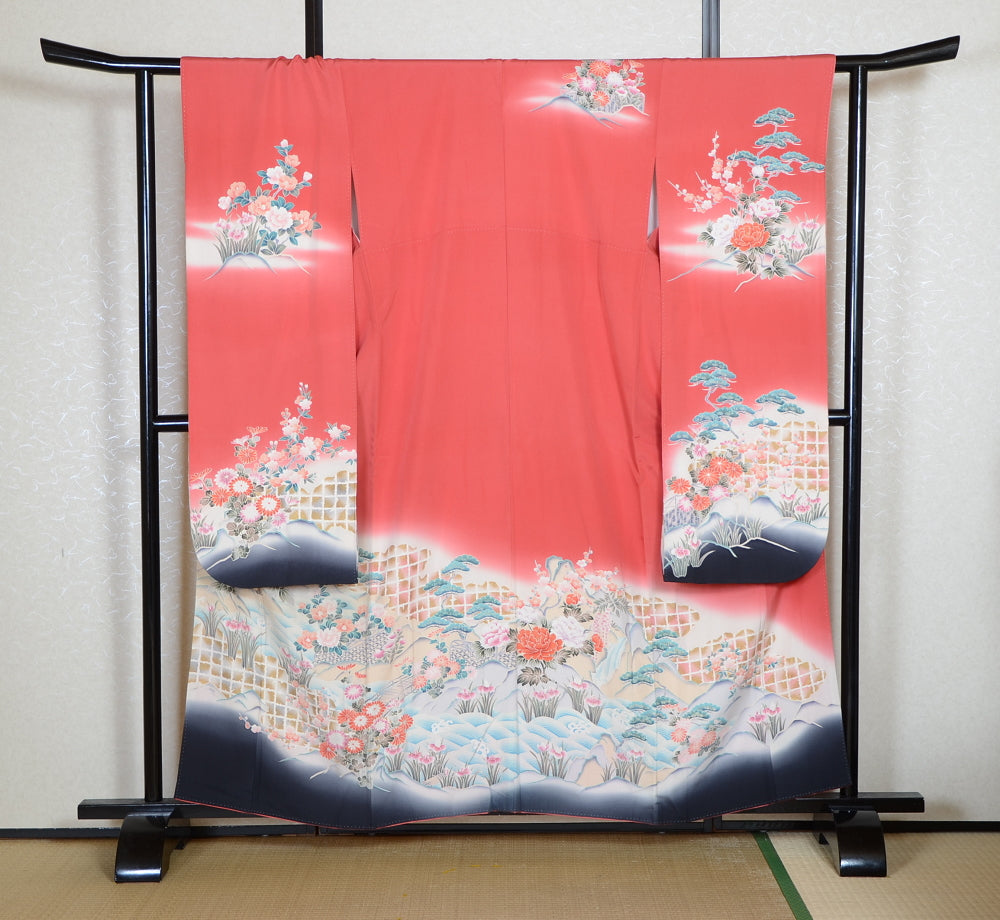 Long-sleeved kimono 6 items set / Furisode / FK#1-974