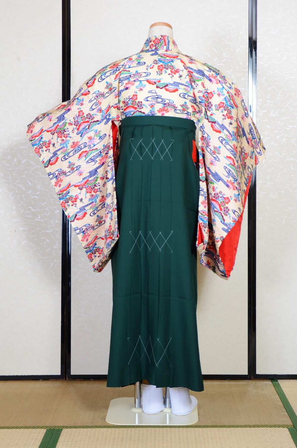 Long-sleeved kimono & hakama 5 items set / Furisode / FK#2-309