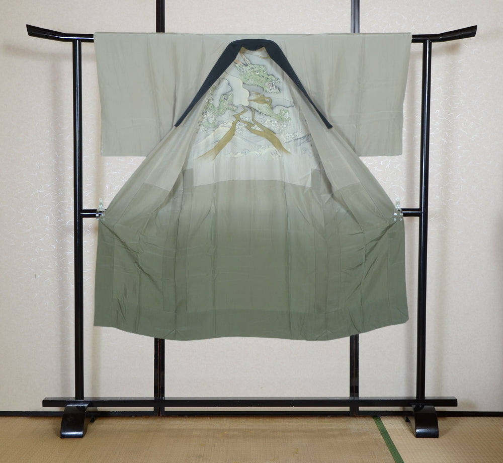 Men Undergarment / MU #1-050 Dragon Rising Through Clouds – Vintage Silk Juban for Men