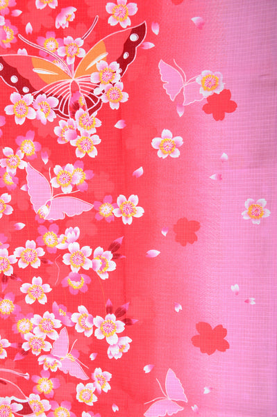 Yukata for indoor use / sakura&butterfly :EM007-Red
